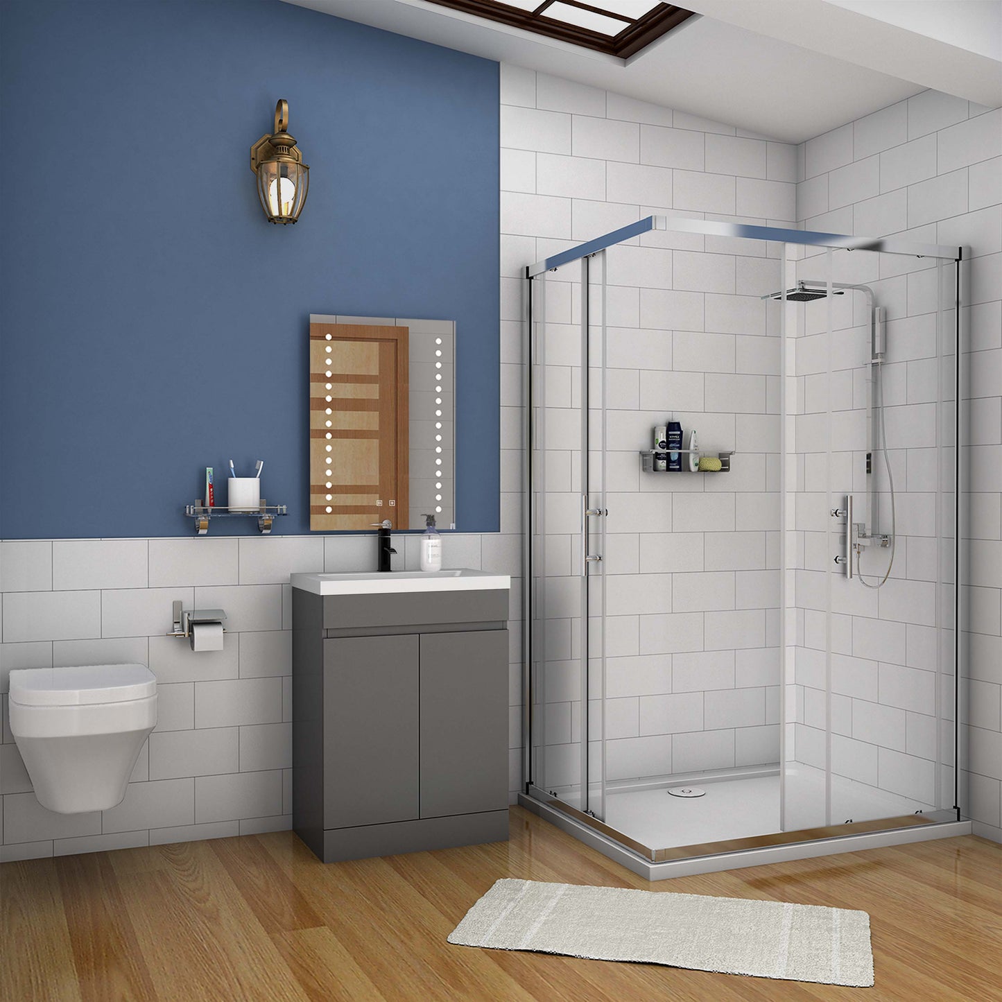 500mm 600mm Bathroom Vanity Unit with Resin Basin, Matte Grey