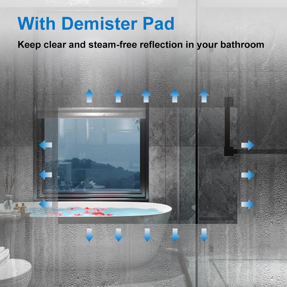 Illuminated Bathroom LED Mirrom with 3 Colours Lights Shaver Socket Demister Pad
