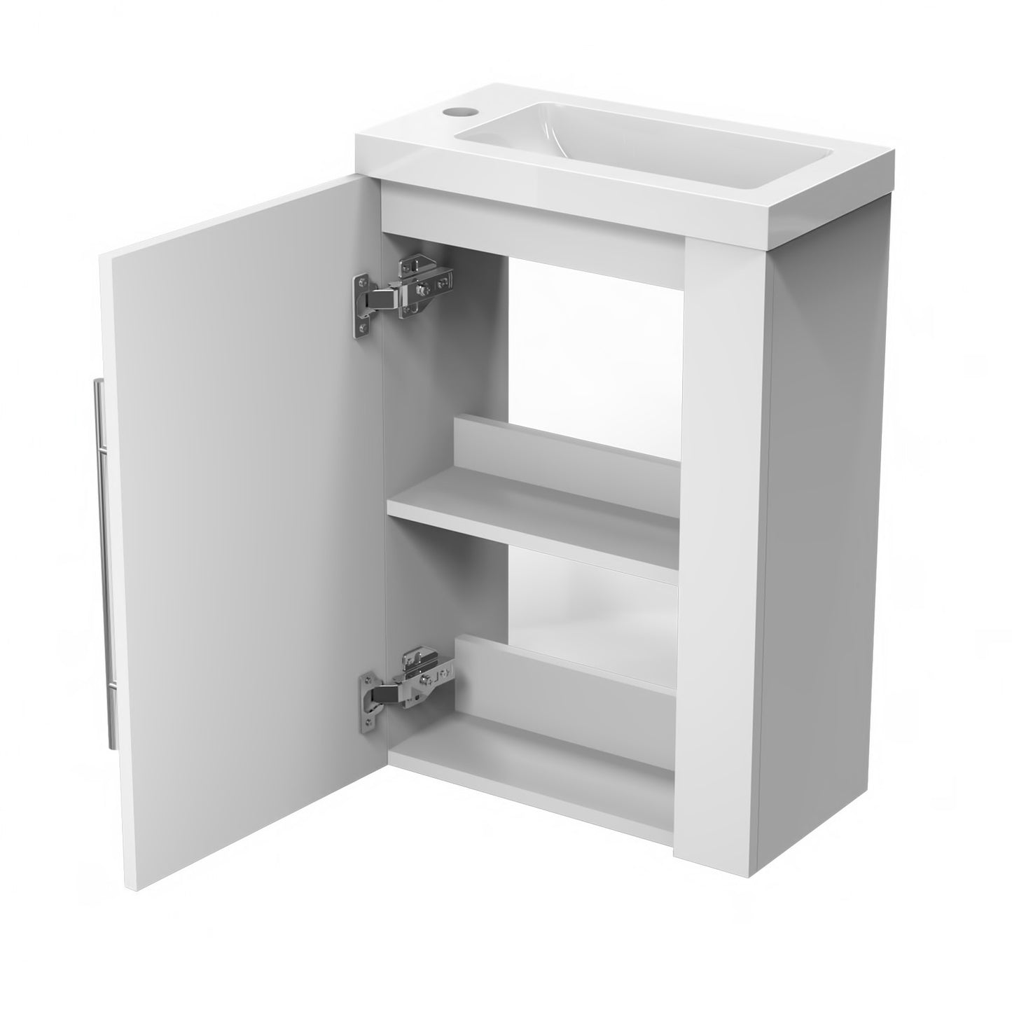 Cloakroom Bathroom Vanity Unit Wall Hung Compact Basin Door Unit 440mm