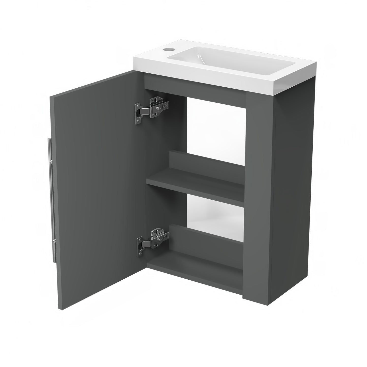 Cloakroom Bathroom Vanity Unit Wall Hung Compact Basin Door Unit 440mm