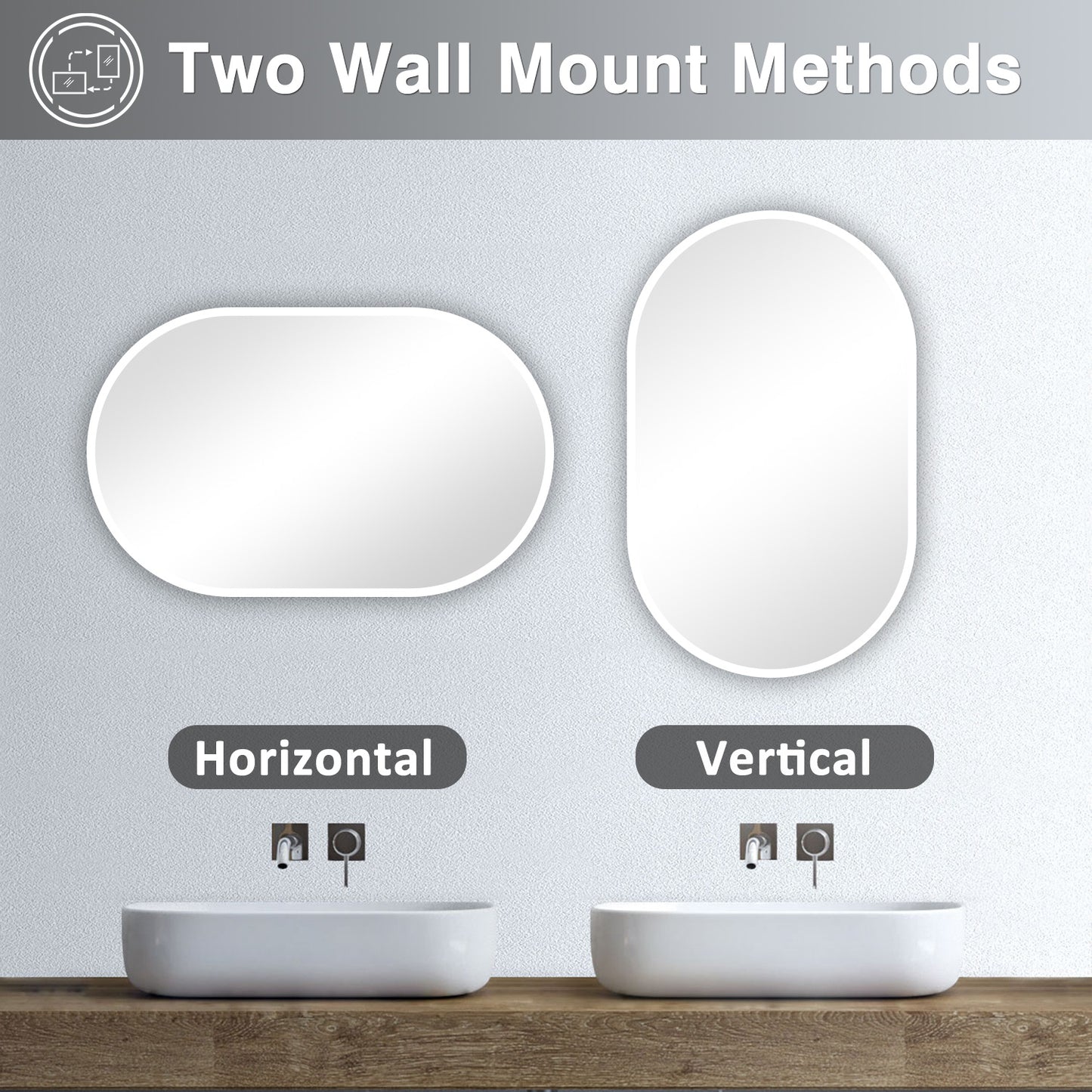 Aidal--Bathroom Runway shape Mirror with Dimmable LED, Anti-fog, Waterproof, Explosion-proof, Wall mounted