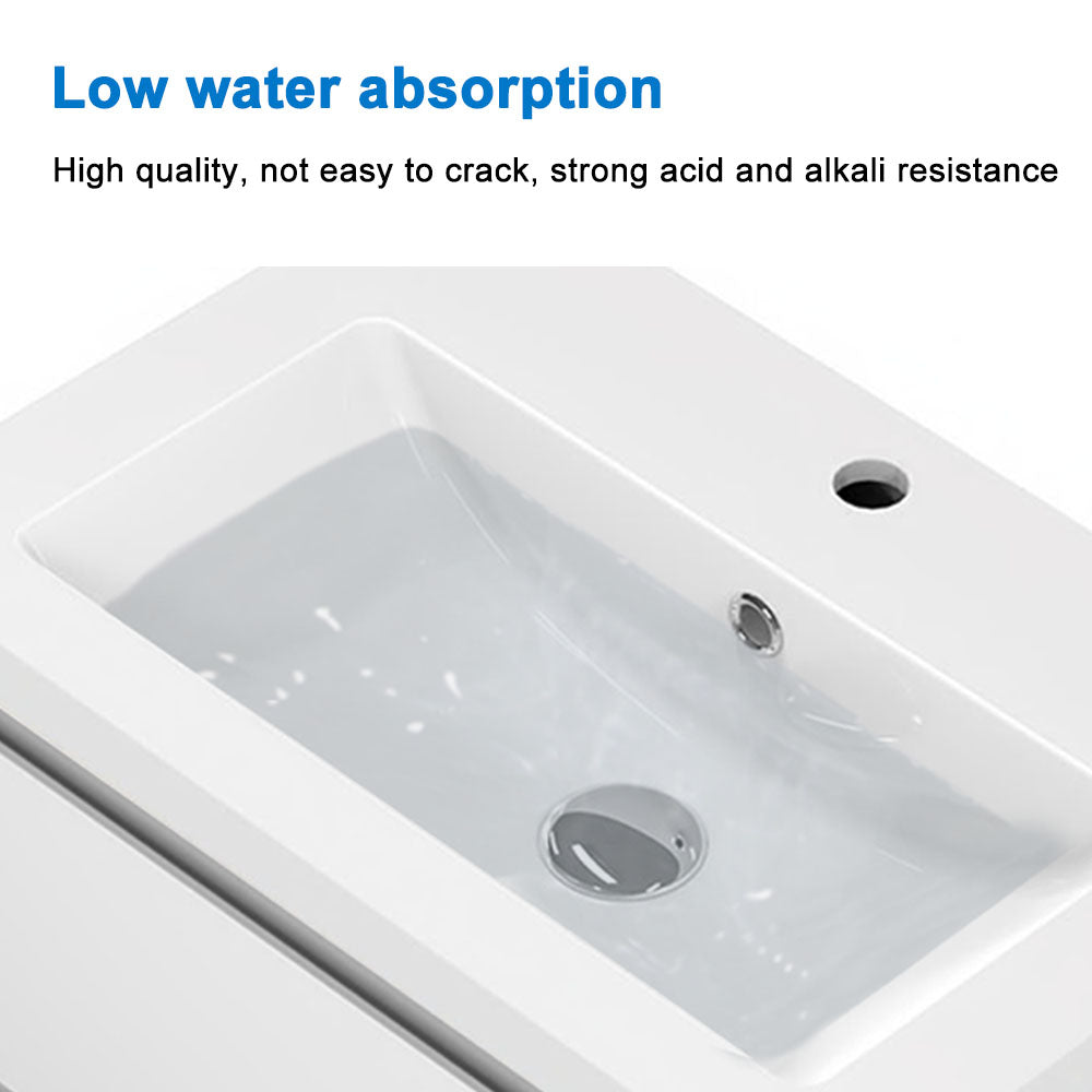 High Gloss MDF Vanity Unit, Floorstanding, Detachable, Soft Close, Dual-door + Write Artificial stone Basin