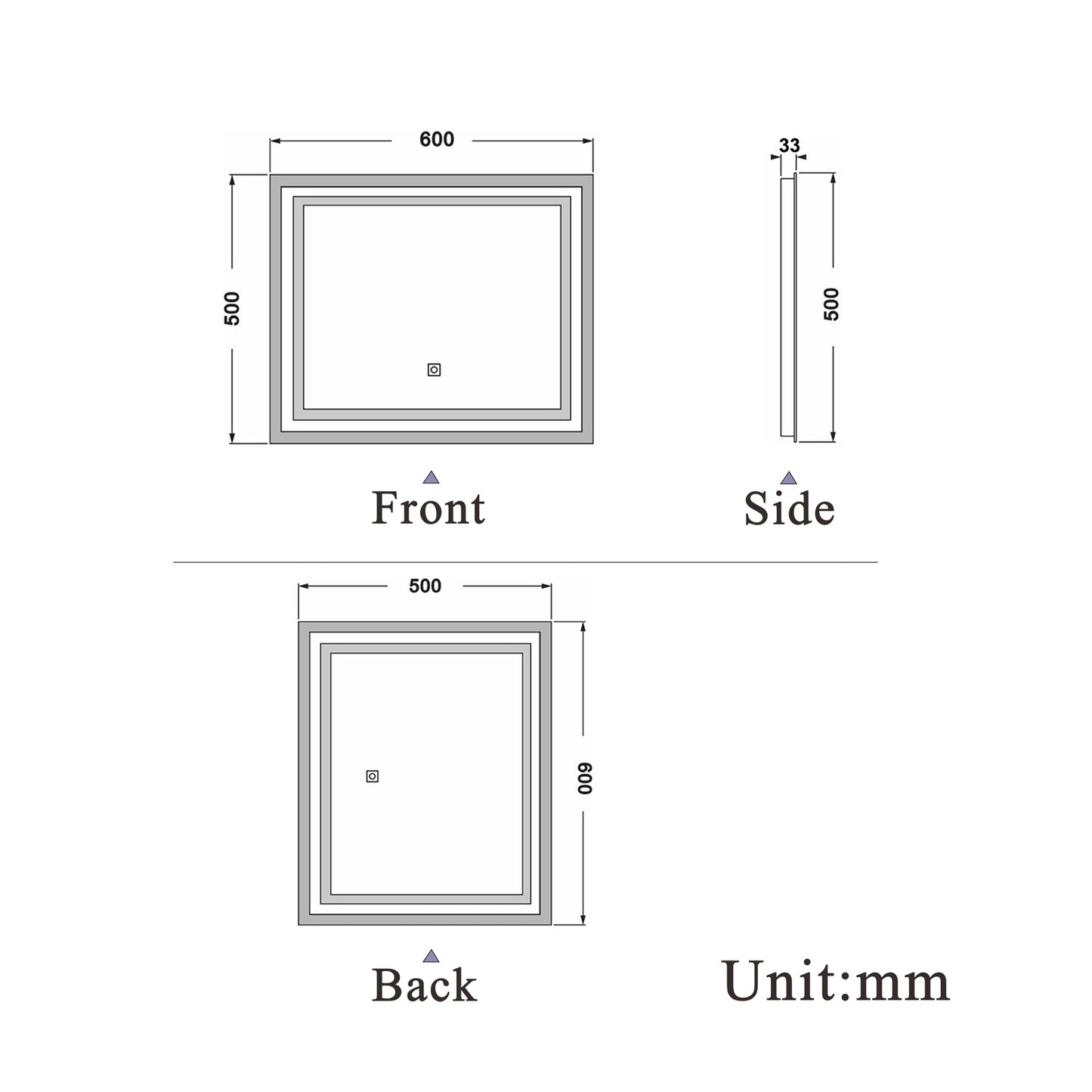 aidal-Bathroom LED Mirror with Anti-fog, Dimmable illuminated, Rectangular, IP44 Waterproof, Dustproof,