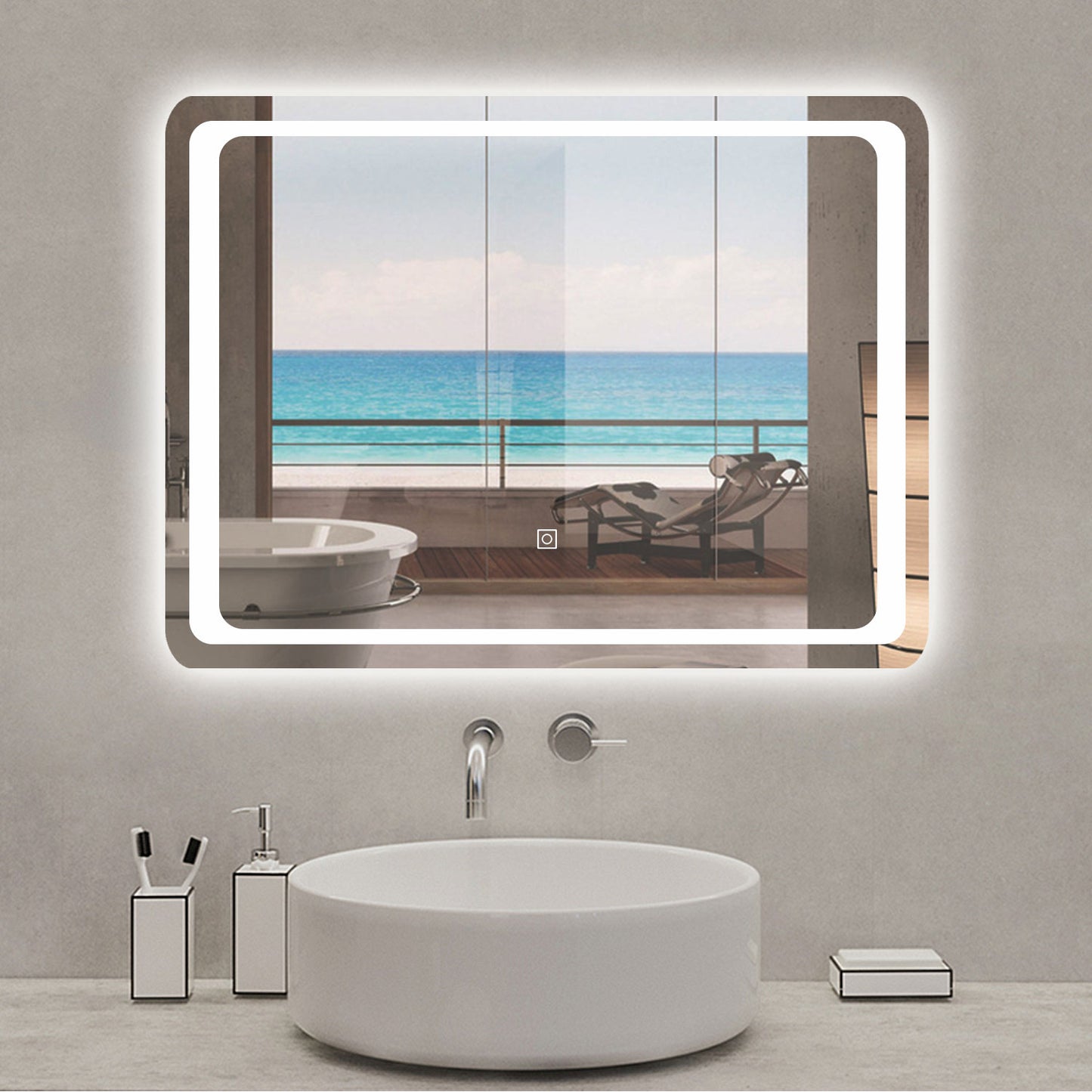 Aidal--Bathroom Mirror with Dimmable LED, Anti-fog, Memory function, Rectangular, Waterproof, Explosion-proof, Wall mounted