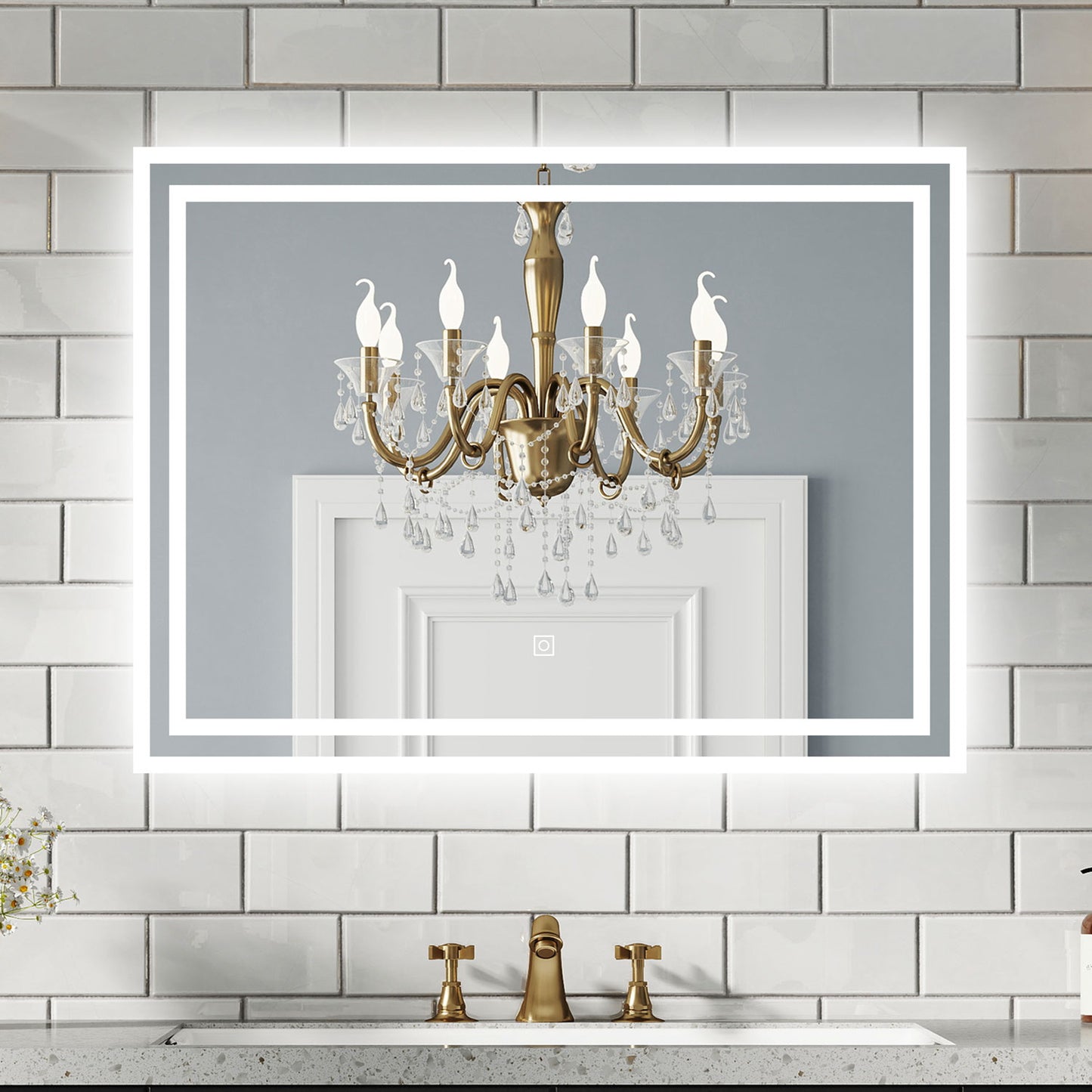 aidal-Bathroom LED Mirror with Anti-fog, Dimmable illuminated, Rectangular, IP44 Waterproof, Dustproof,