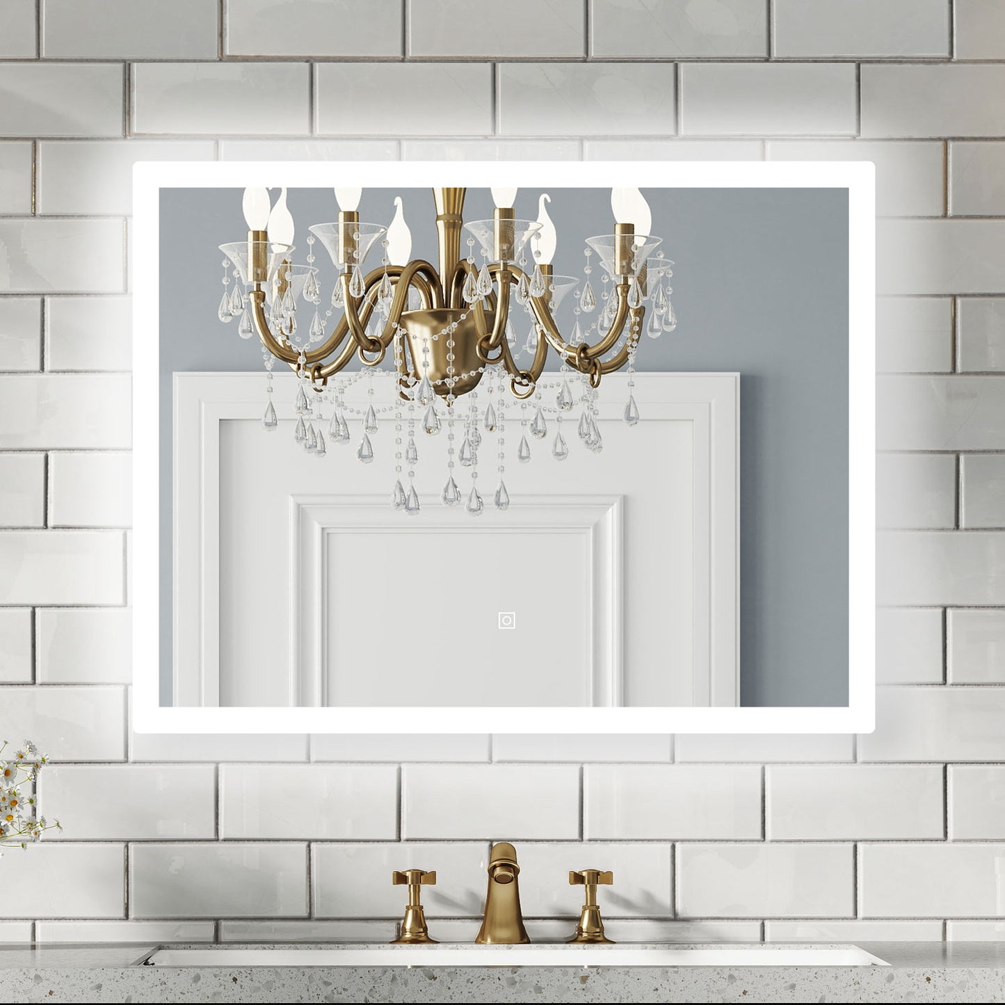 Aidal--Bathroom Mirror with Dimmable LED, Anti-fog, illuminated, Rectangular, IP44 Waterproof Dustproof, Explosion-proof, Wall mounted
