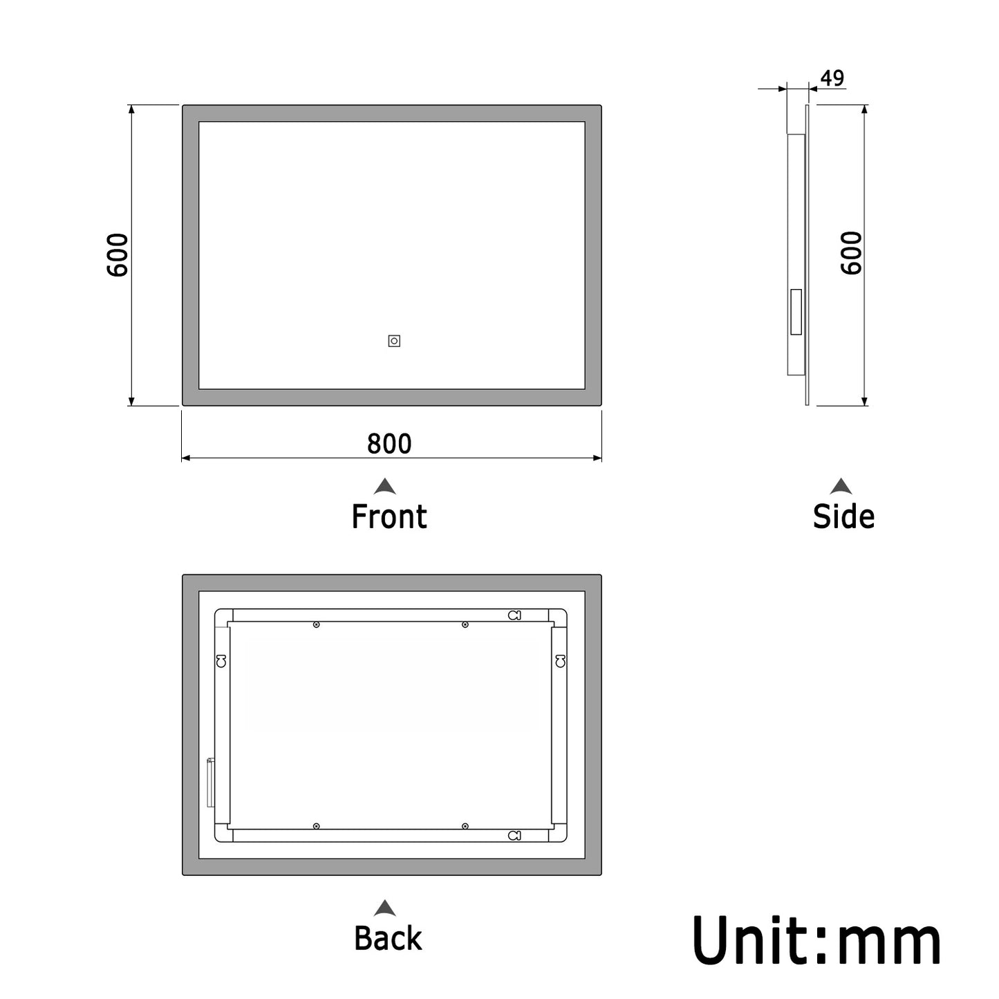 Illuminated Led Bathroom Mirror with Shaver Socket LED Lights Demister Pad Touch Switch