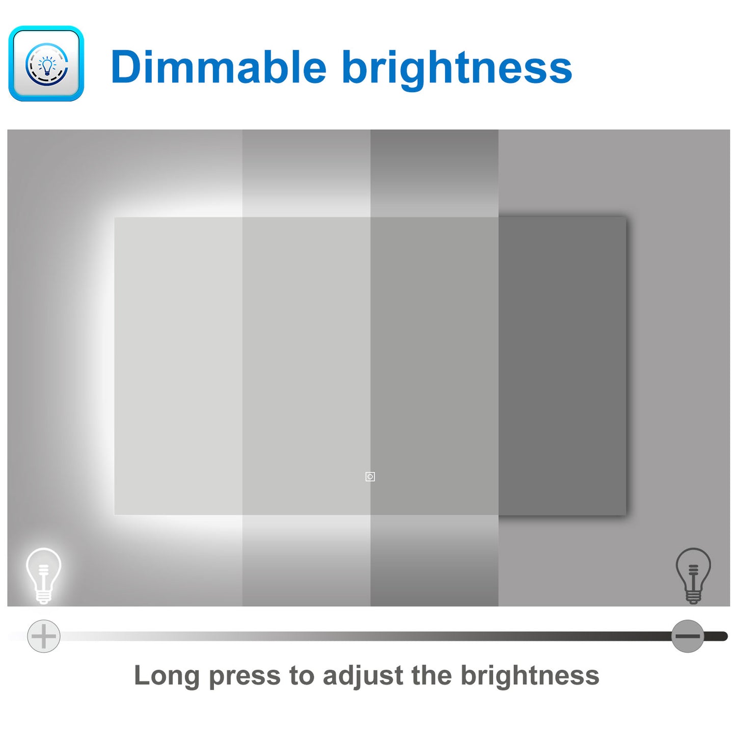 Aidal--Bathroom Mirror with LED, Dimmable illuminate, Anti-fog, Rectangle, IP44 Waterproof Dustproof, Explosion-proof, Wall mounted