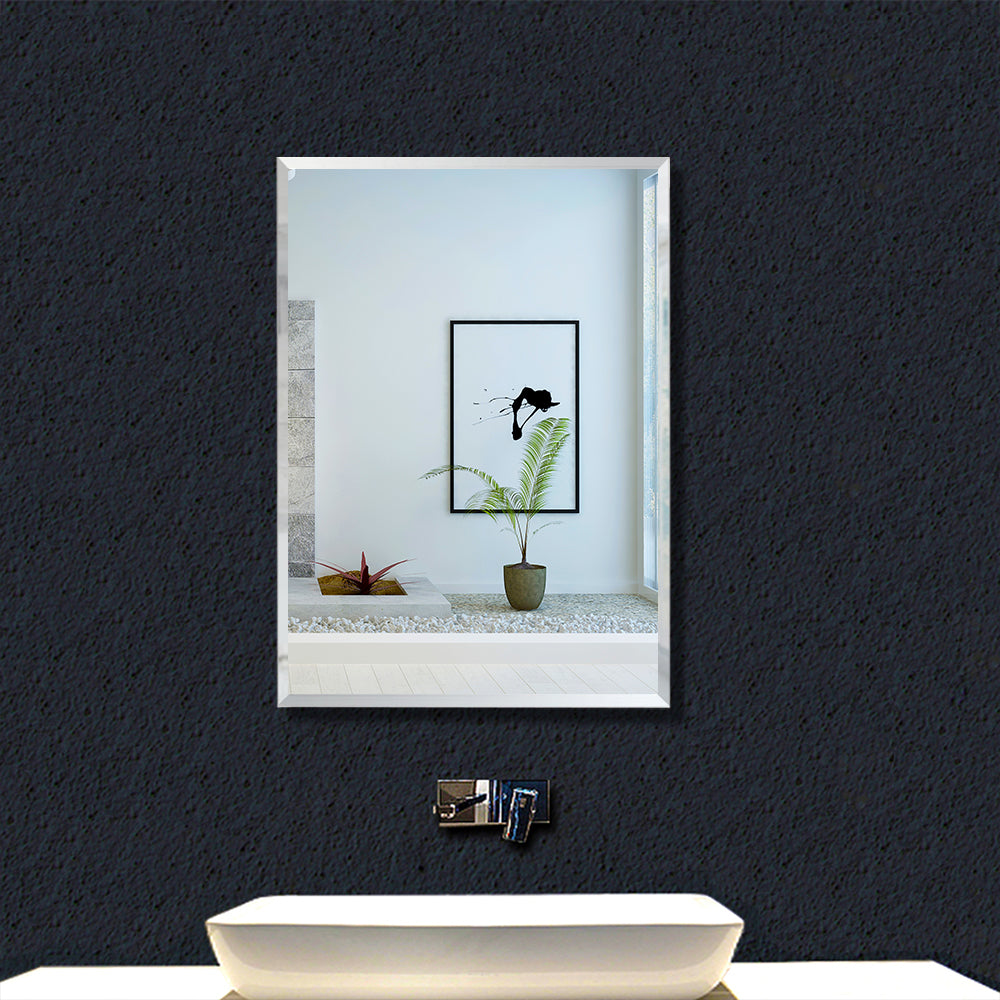 Rectangle Frameless Bathroom Mirror with High Definition Wall Mounted