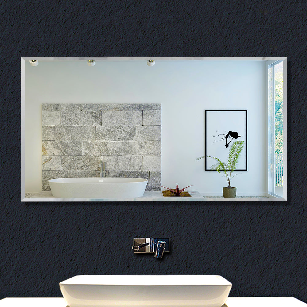 Rectangle Frameless Bathroom Mirror with High Definition Wall Mounted
