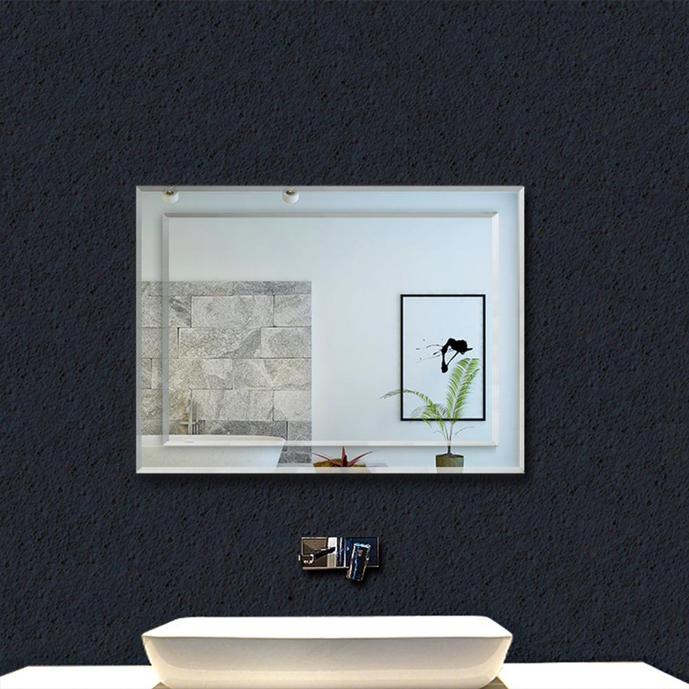 Rectangle Frameless Bathroom Mirror with High Definition Wall Mounted