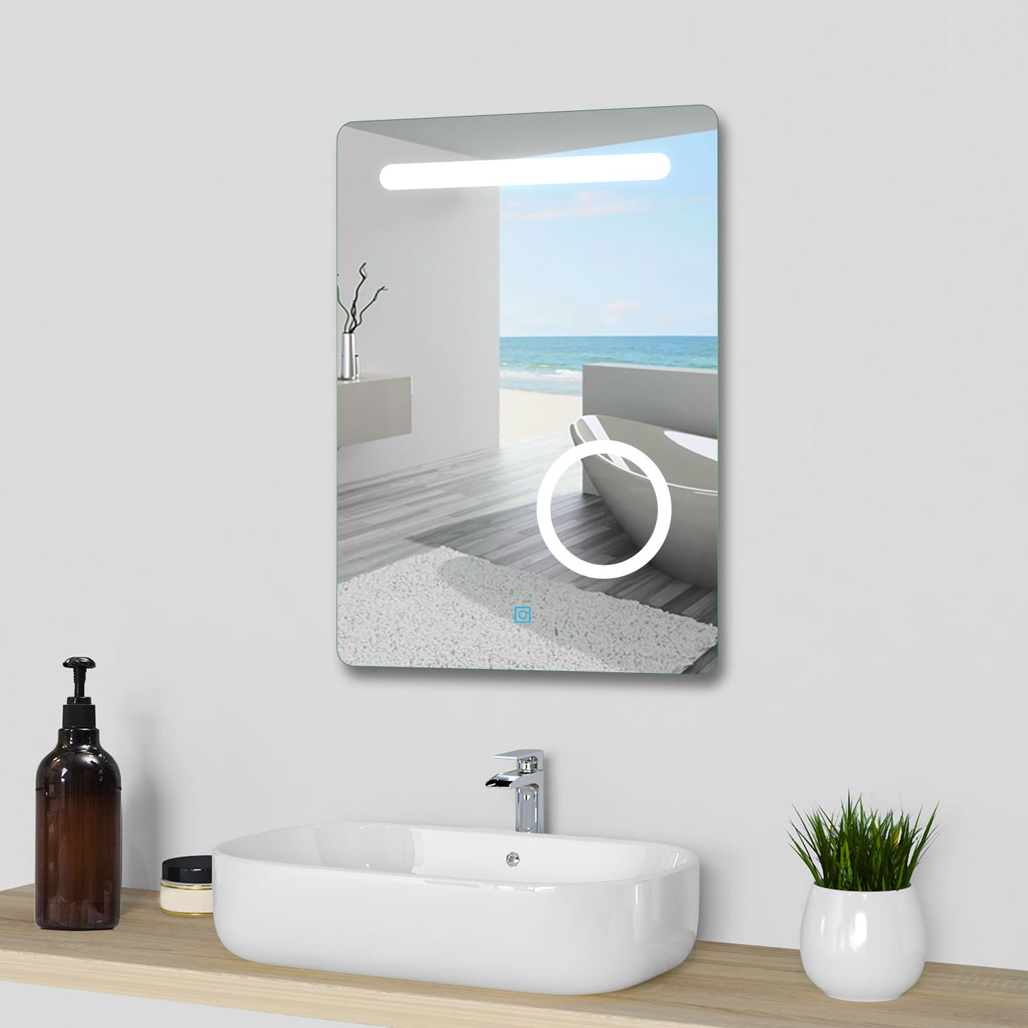 Bathroom LED Mirror with Lights Magnifier Anti-fog Wall Mounted Smart Vanity Mirror