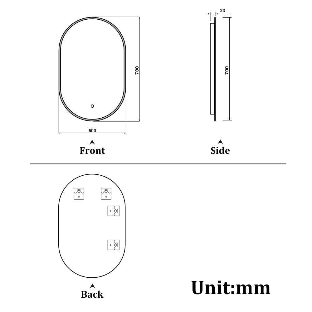 Aidal--Bathroom Runway shape Mirror with Dimmable LED, Anti-fog, Waterproof, Explosion-proof, Wall mounted