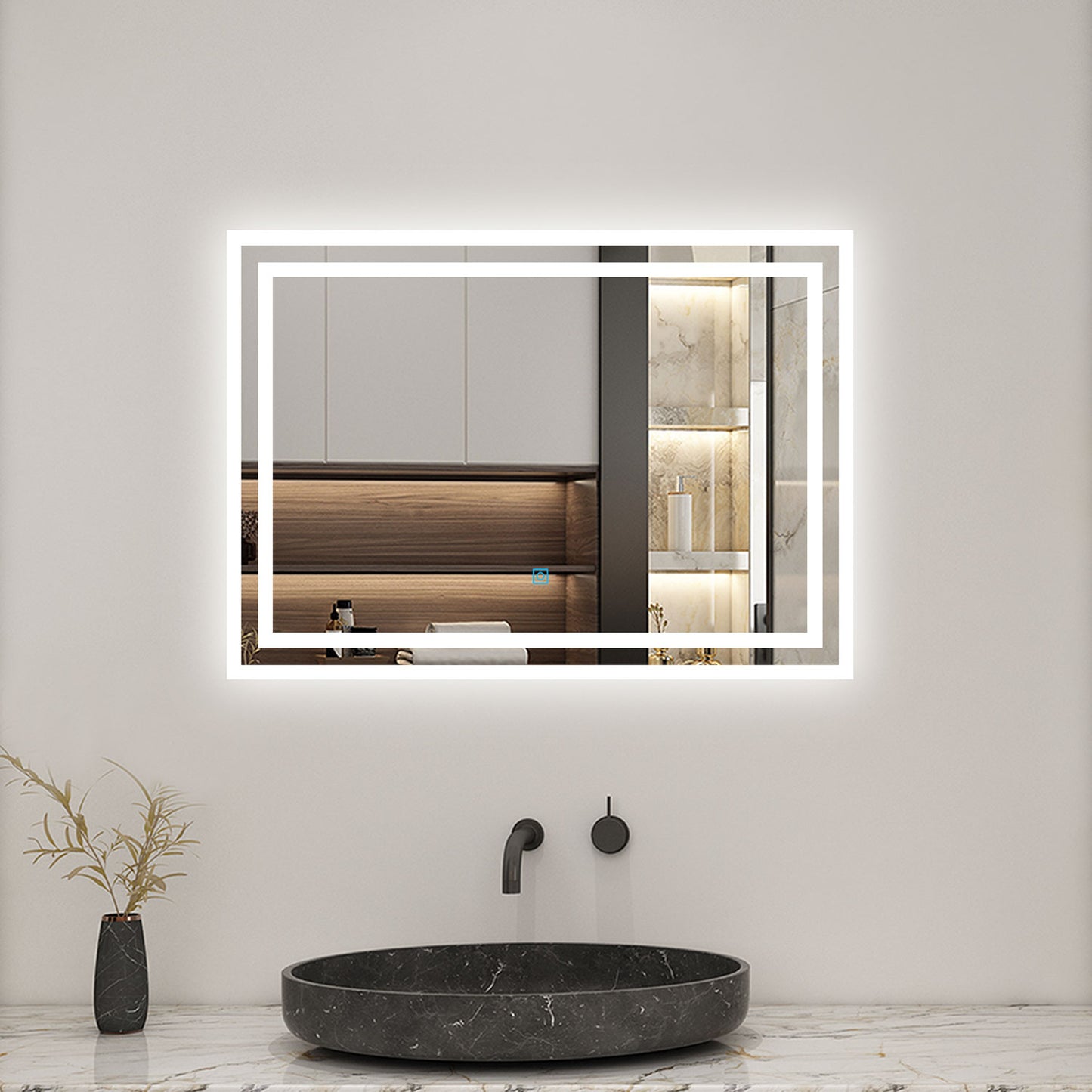 Bathroom LED Mirrom with 3 Colours Lights Shaver Socket Demister Pad