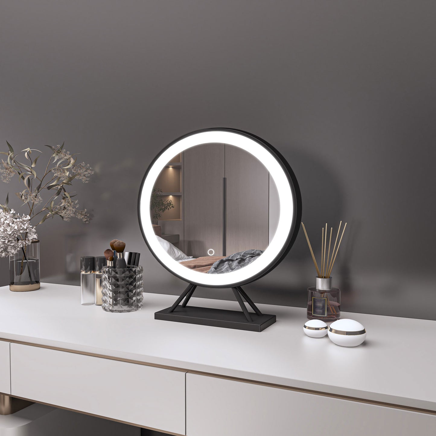 Illuminated Makeup Mirror with Dimmable Lights Portable Smart Vanity Mirror
