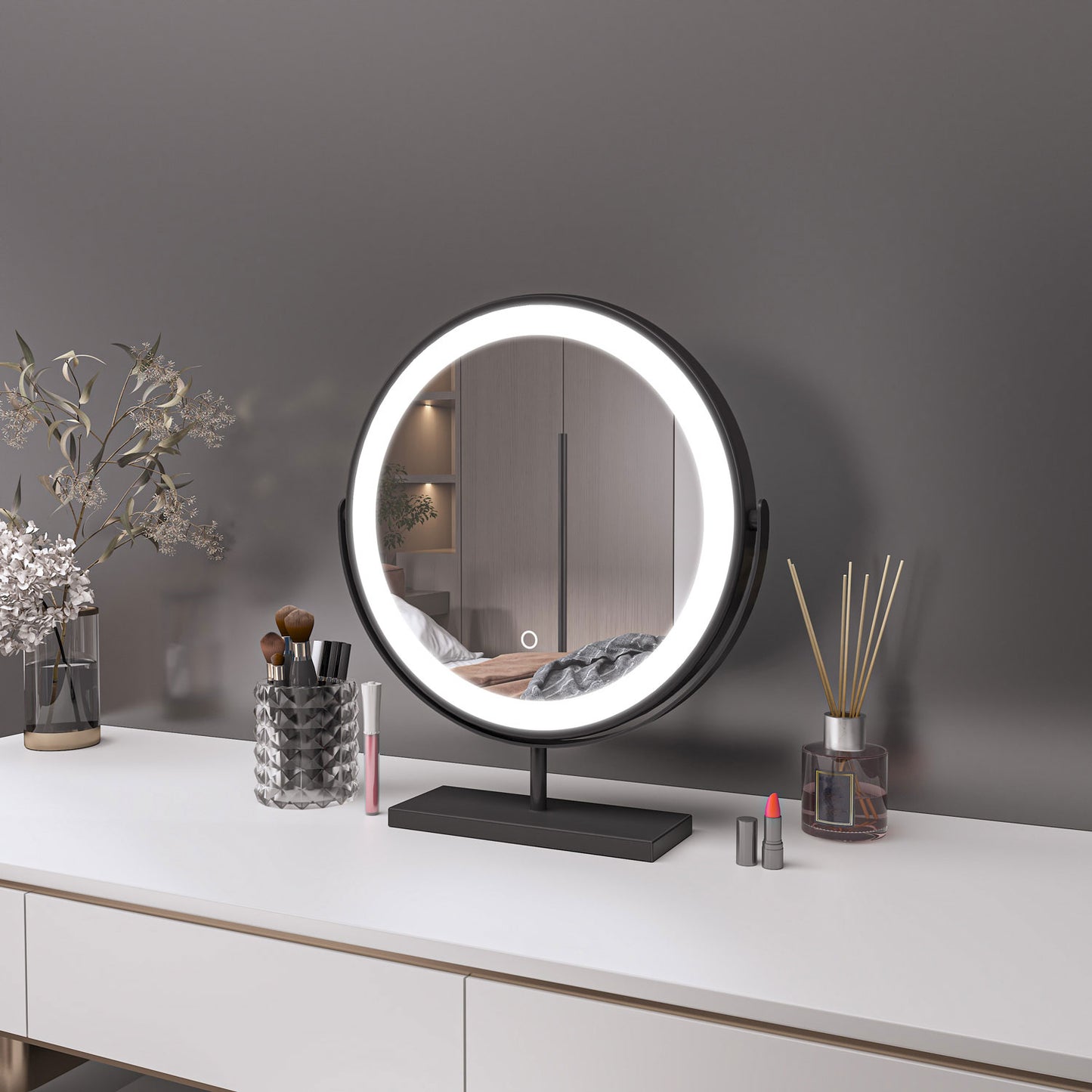 Illuminated Makeup Mirror with Dimmable Lights Portable Smart Vanity Mirror
