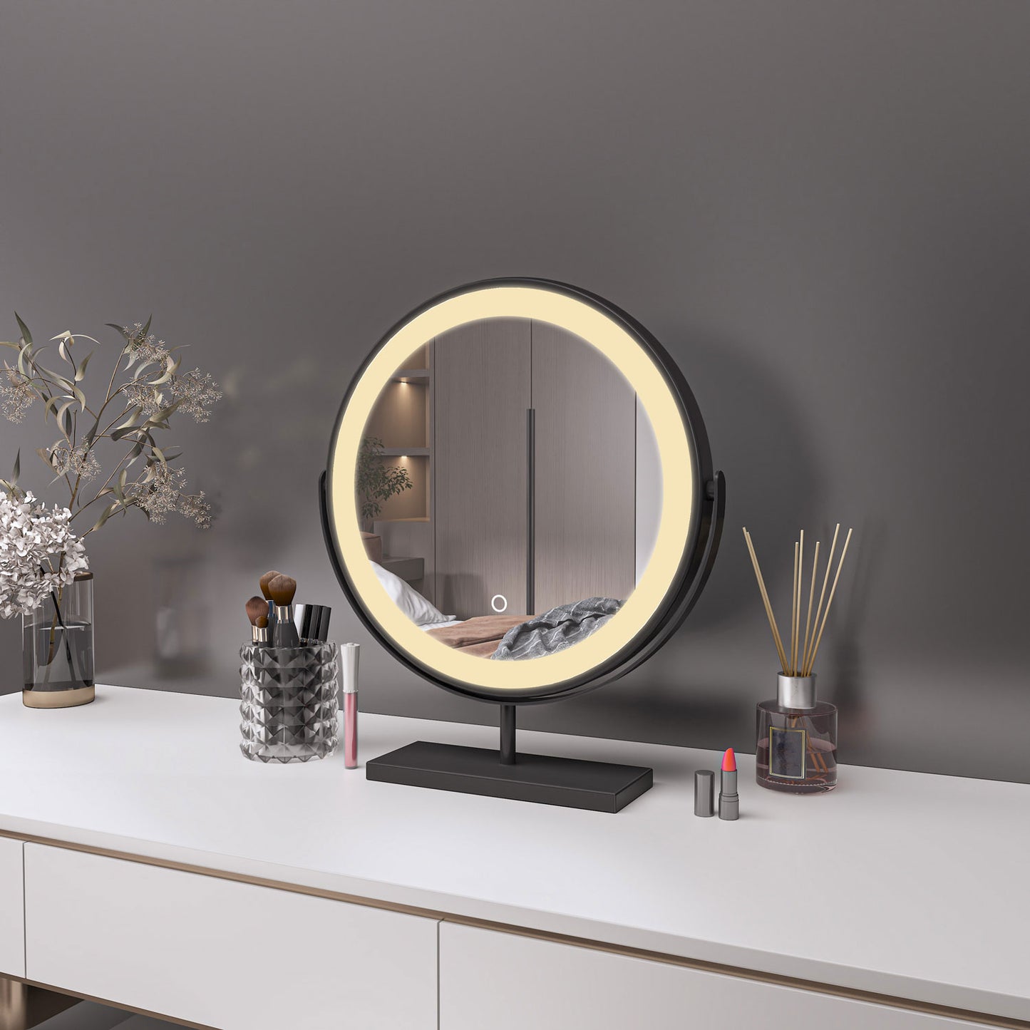 Illuminated Makeup Mirror with Dimmable Lights Portable Smart Vanity Mirror
