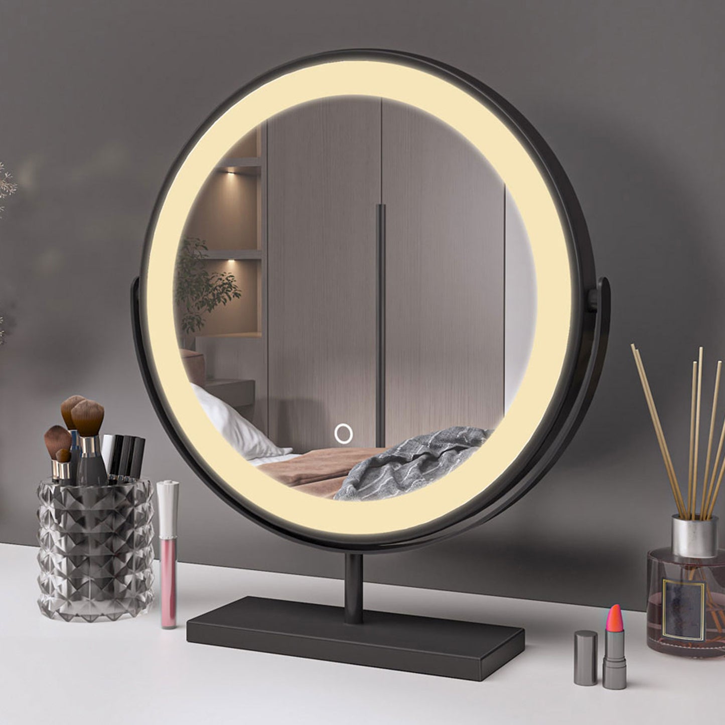 Illuminated Makeup Mirror with Dimmable Lights Portable Smart Vanity Mirror