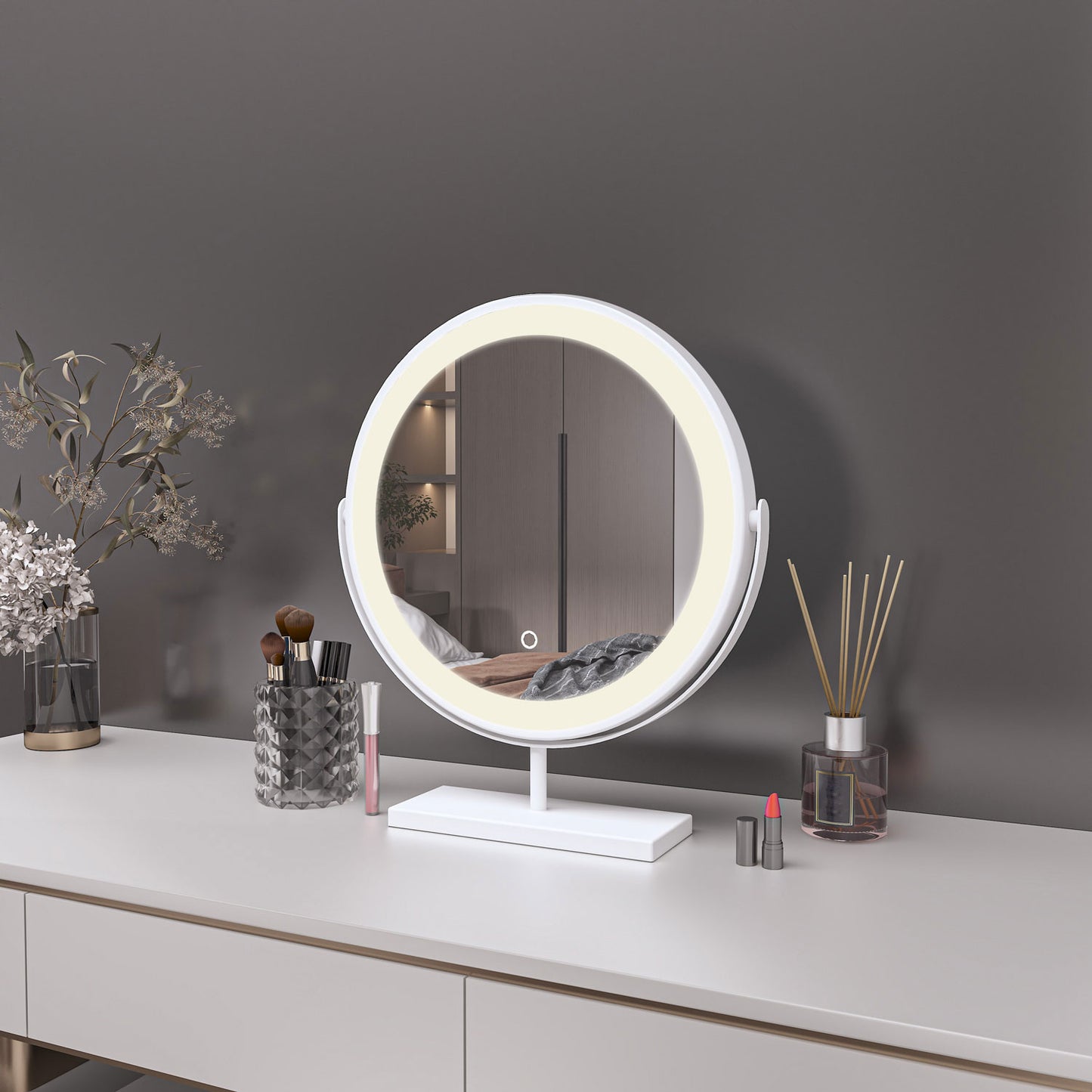 Illuminated Makeup Mirror with Dimmable Lights Portable Smart Vanity Mirror