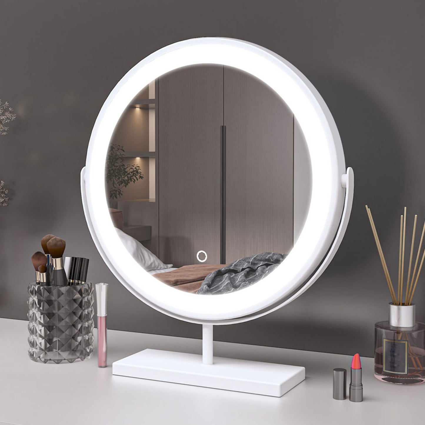 Illuminated Makeup Mirror with Dimmable Lights Portable Smart Vanity Mirror