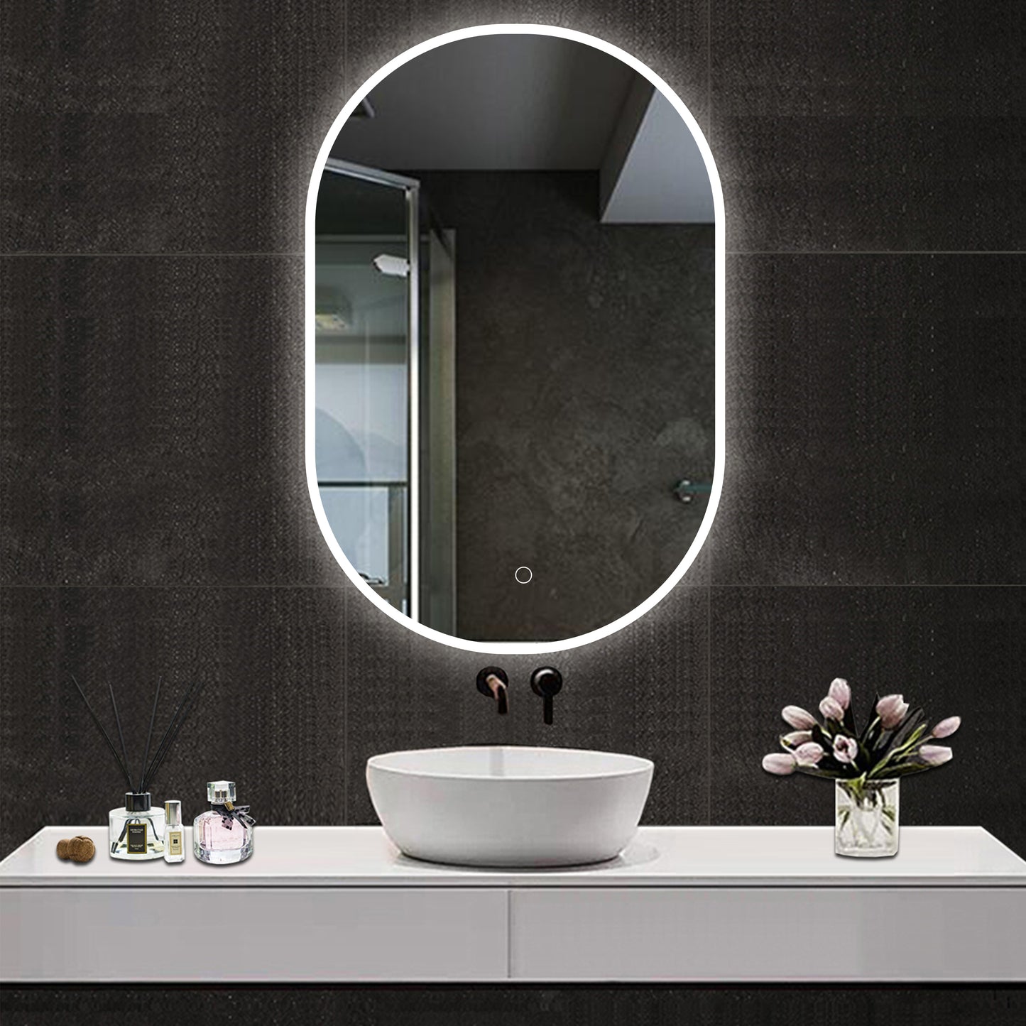 Aidal--Bathroom Runway shape Mirror with Dimmable LED, Anti-fog, Waterproof, Explosion-proof, Wall mounted