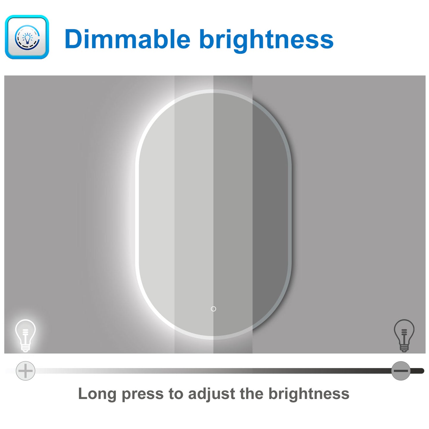 Aidal--Bathroom Runway shape Mirror with 3 Colors Dimmable LED, Anti-fog, Waterproof, Explosion-proof, Wall mounted
