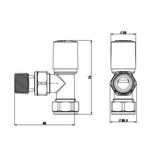 Aidal- Maual Anthracite Radiator 15mm x 1/2 Angled Valves