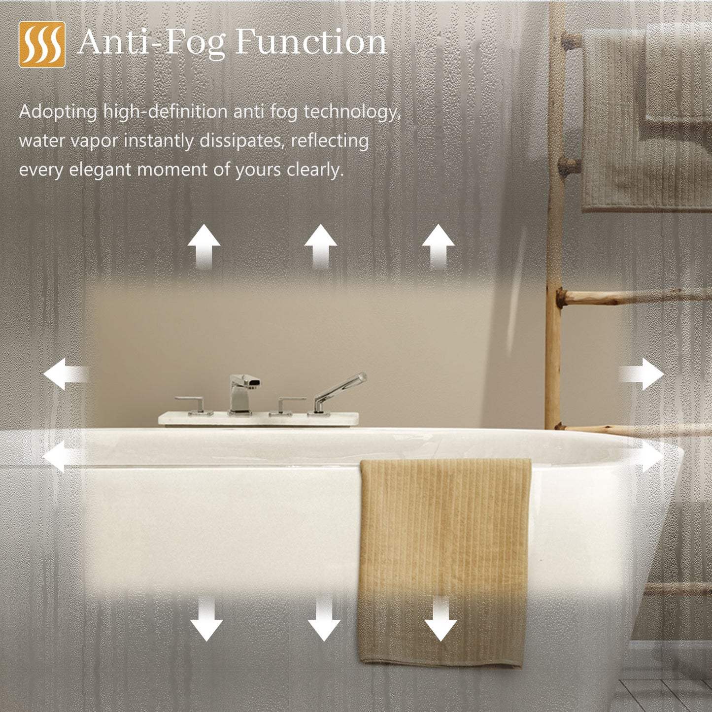 Aidal--Bathroom Mirror with Dimmable illuminated, Anti-fog, Round, IP44 Waterproof, Explosion-proof, Wall mounted