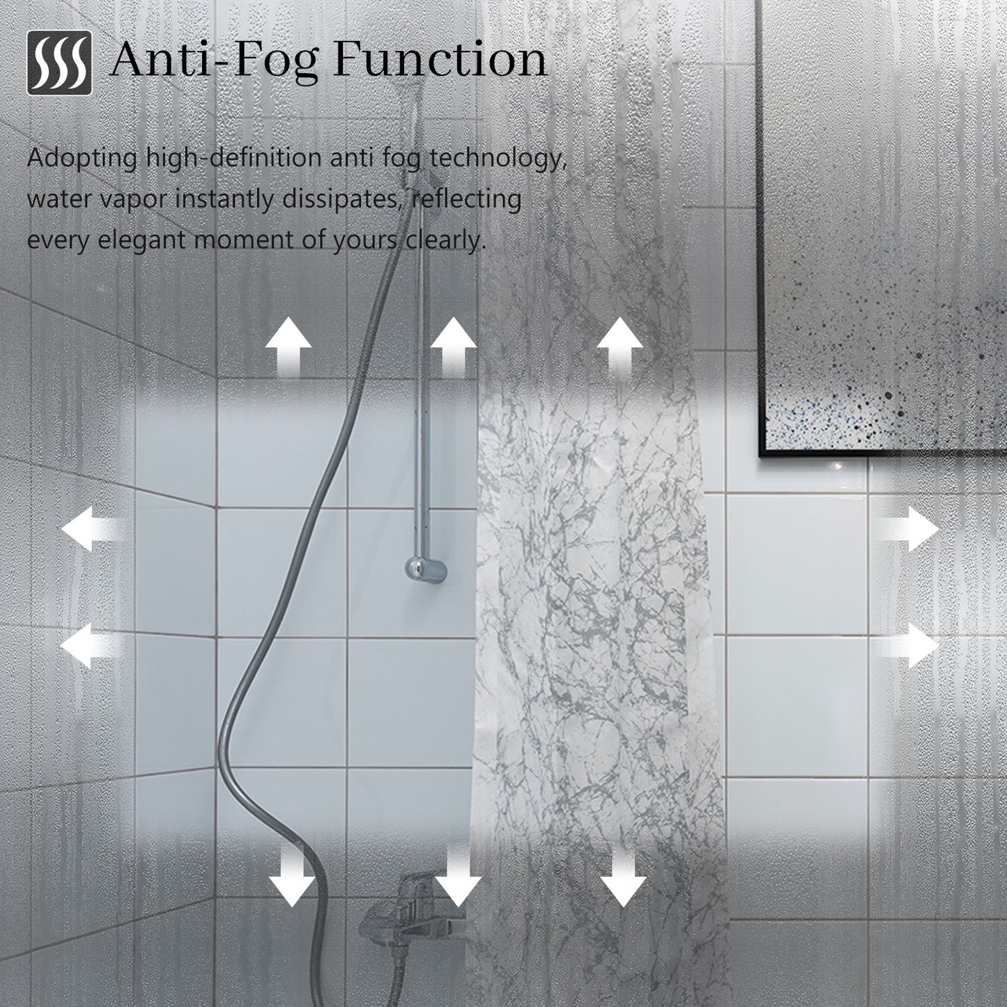 Aidal--Bathroom Mirror with Dimmable LED, Anti-fog, Memory function, Rectangular, Waterproof, Explosion-proof, Wall mounted