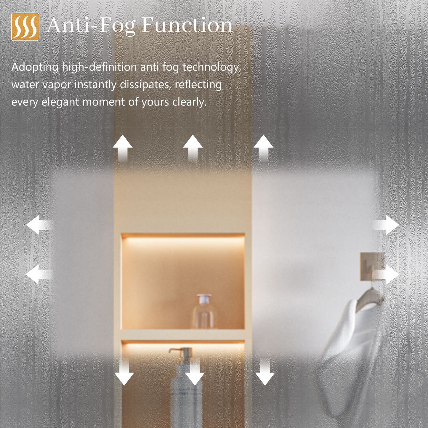 Aidal--Bathroom Runway shape Mirror with Dimmable LED, Anti-fog, Waterproof, Explosion-proof, Wall mounted