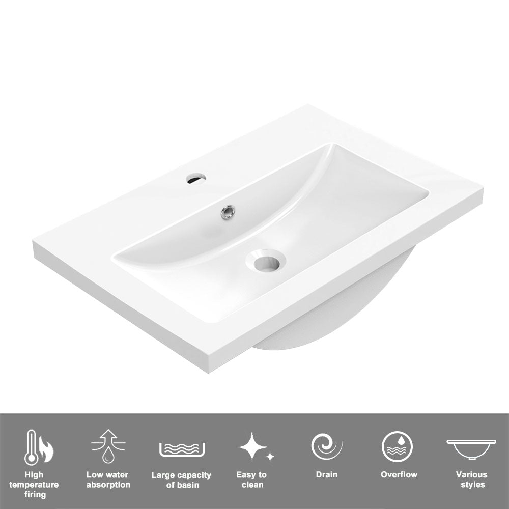 High Gloss MDF Vanity Unit, Floorstanding, Detachable, Soft Close, Dual-door + Write Artificial stone Basin