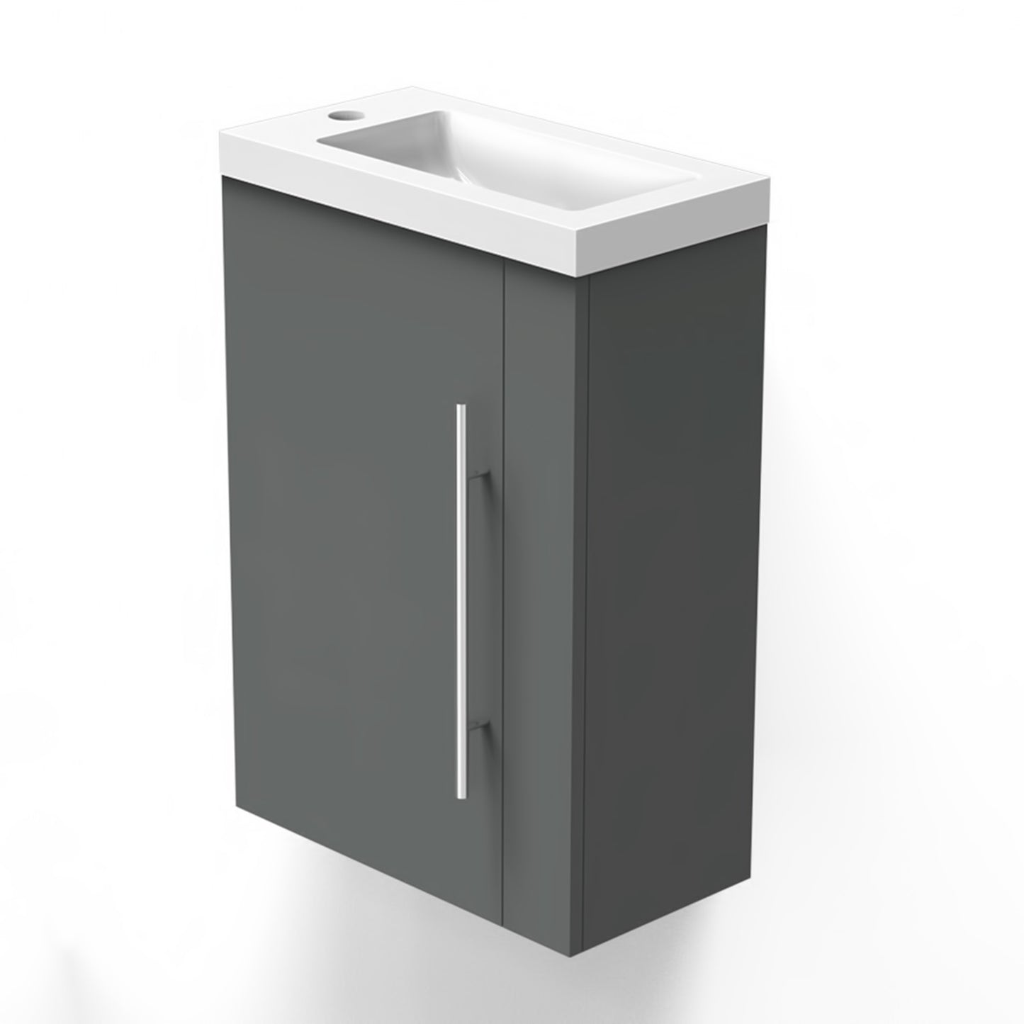 Cloakroom Bathroom Vanity Unit Wall Hung Compact Basin Door Unit 440mm