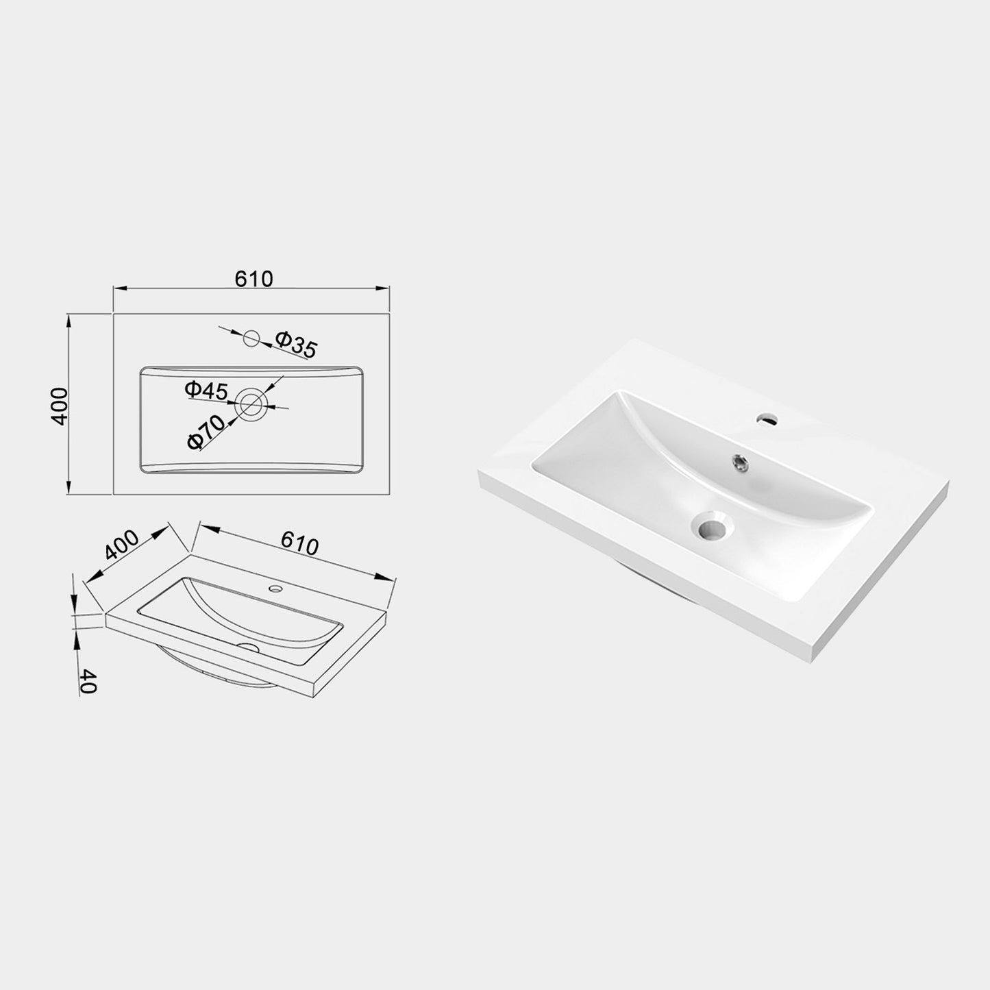 High Gloss MDF Vanity Unit, Floorstanding, Detachable, Soft Close, Dual-door + Write Artificial stone Basin