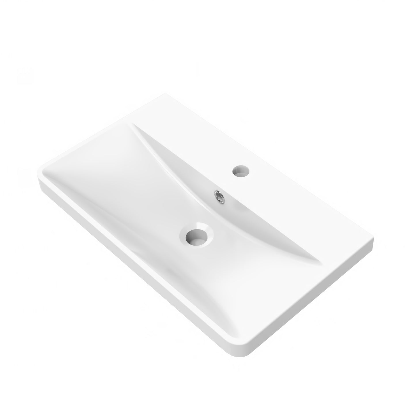 Wall Hung Bathroom Vanity Unit with Resin Basin, White and Oak