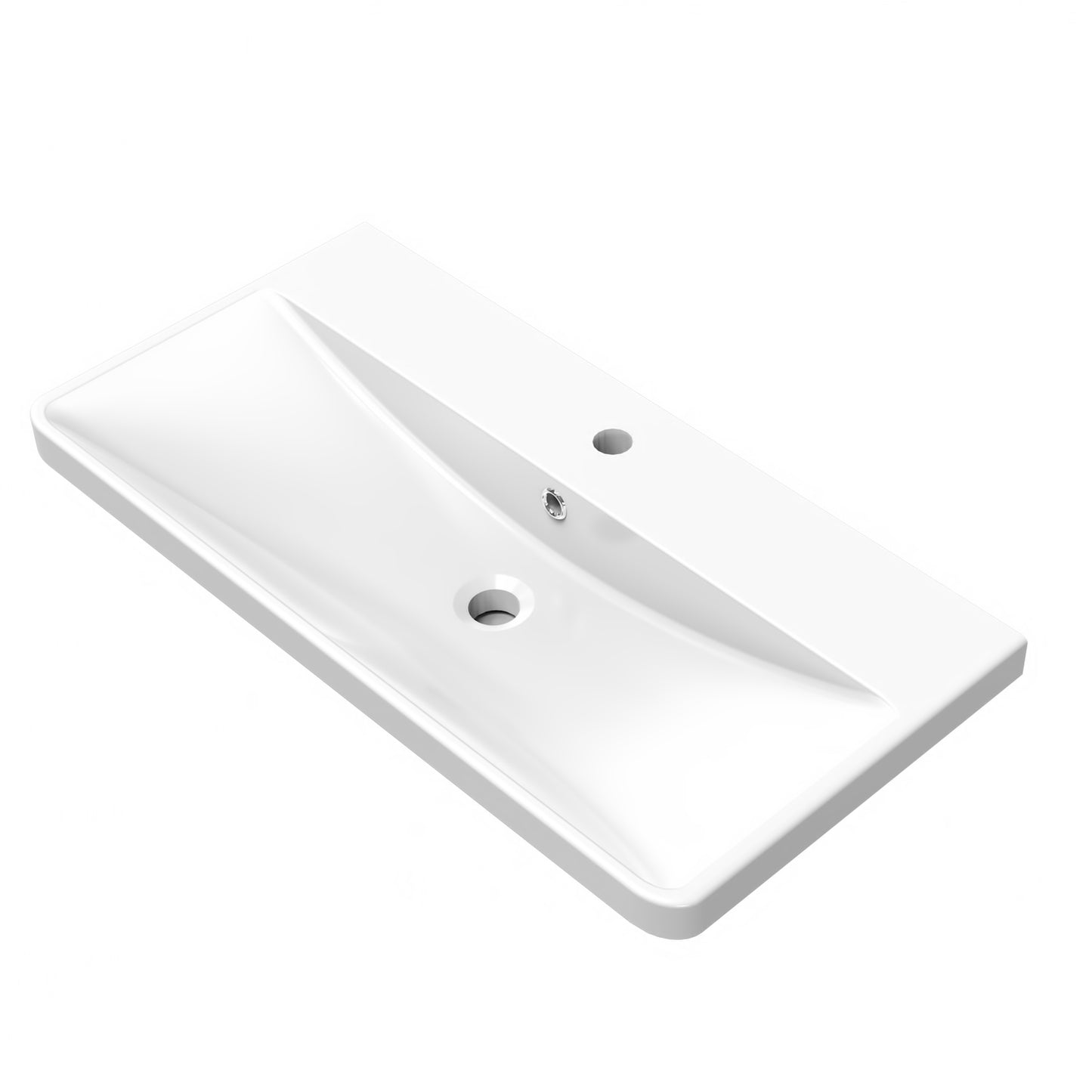 Wall Hung Bathroom Vanity Unit with Resin Basin, White and Oak