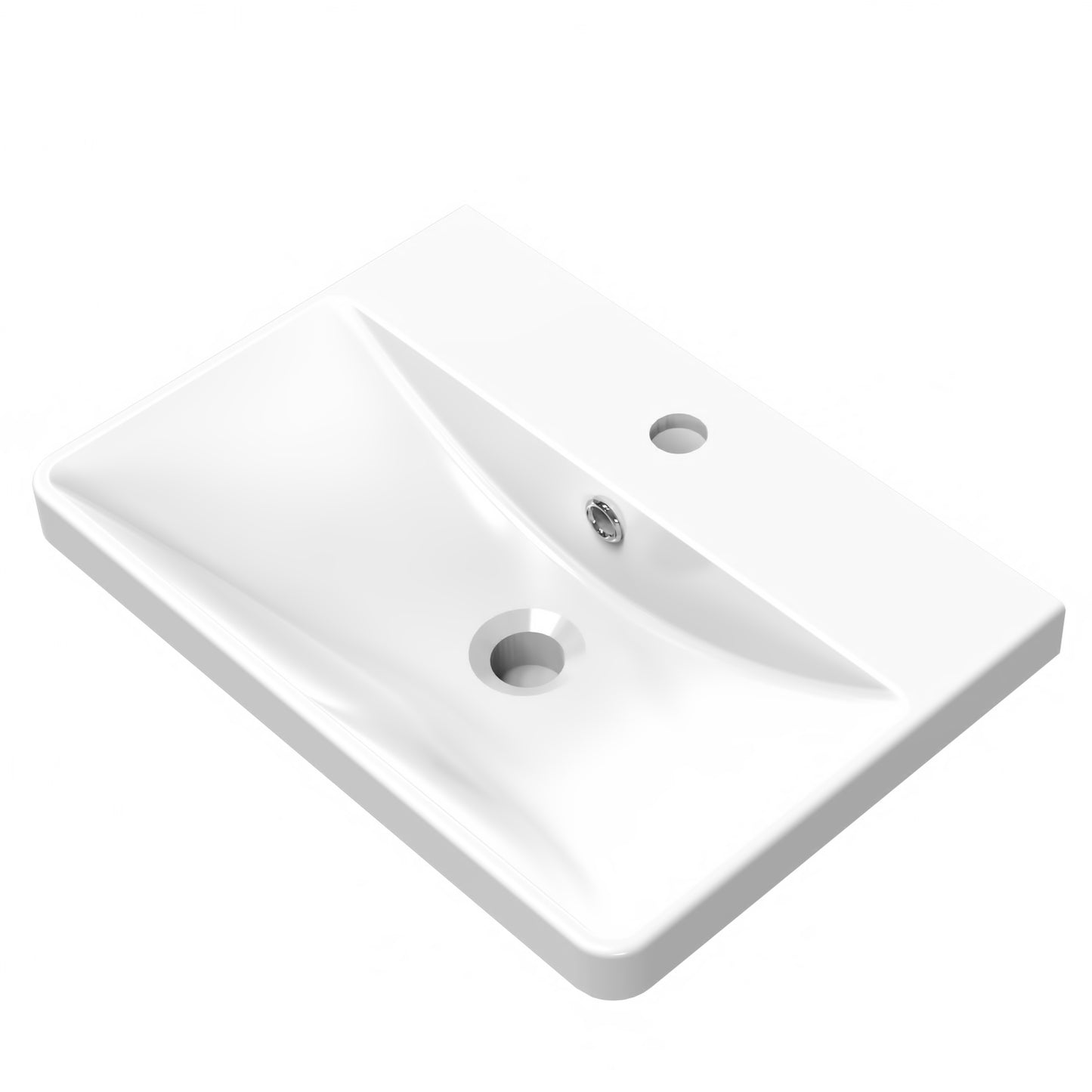 Wall Hung Bathroom Vanity Unit with Resin Basin, White and Oak