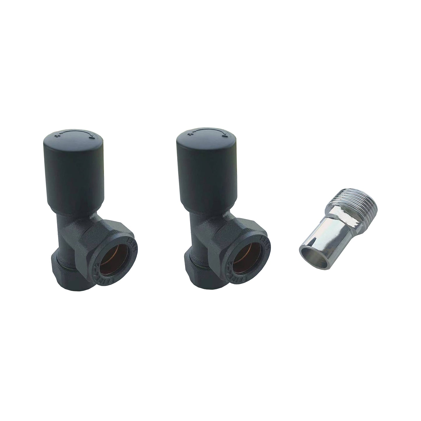 Aidal- Maual Anthracite Radiator 15mm x 1/2 Angled Valves