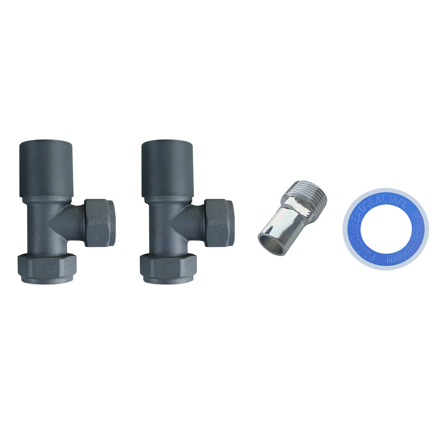 Aidal- Maual Anthracite Radiator 15mm x 1/2 Angled Valves
