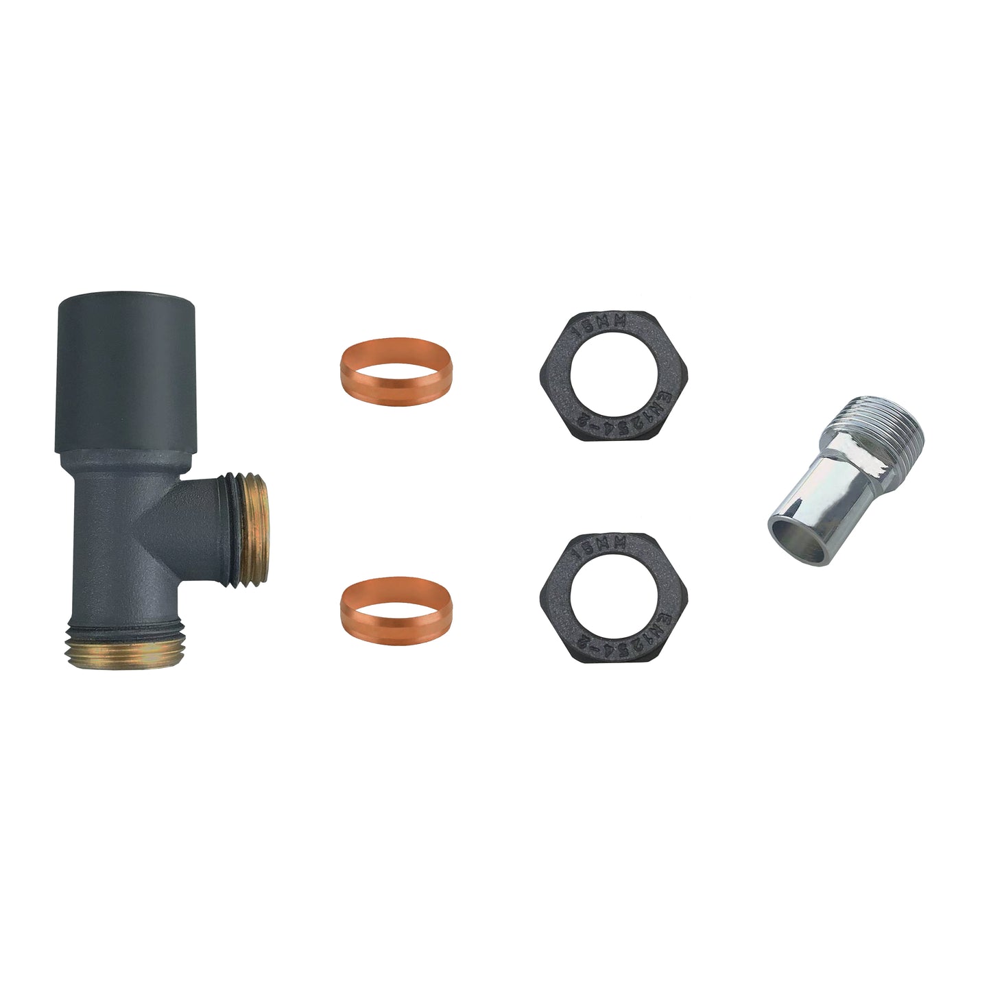 Aidal- Maual Anthracite Radiator 15mm x 1/2 Angled Valves