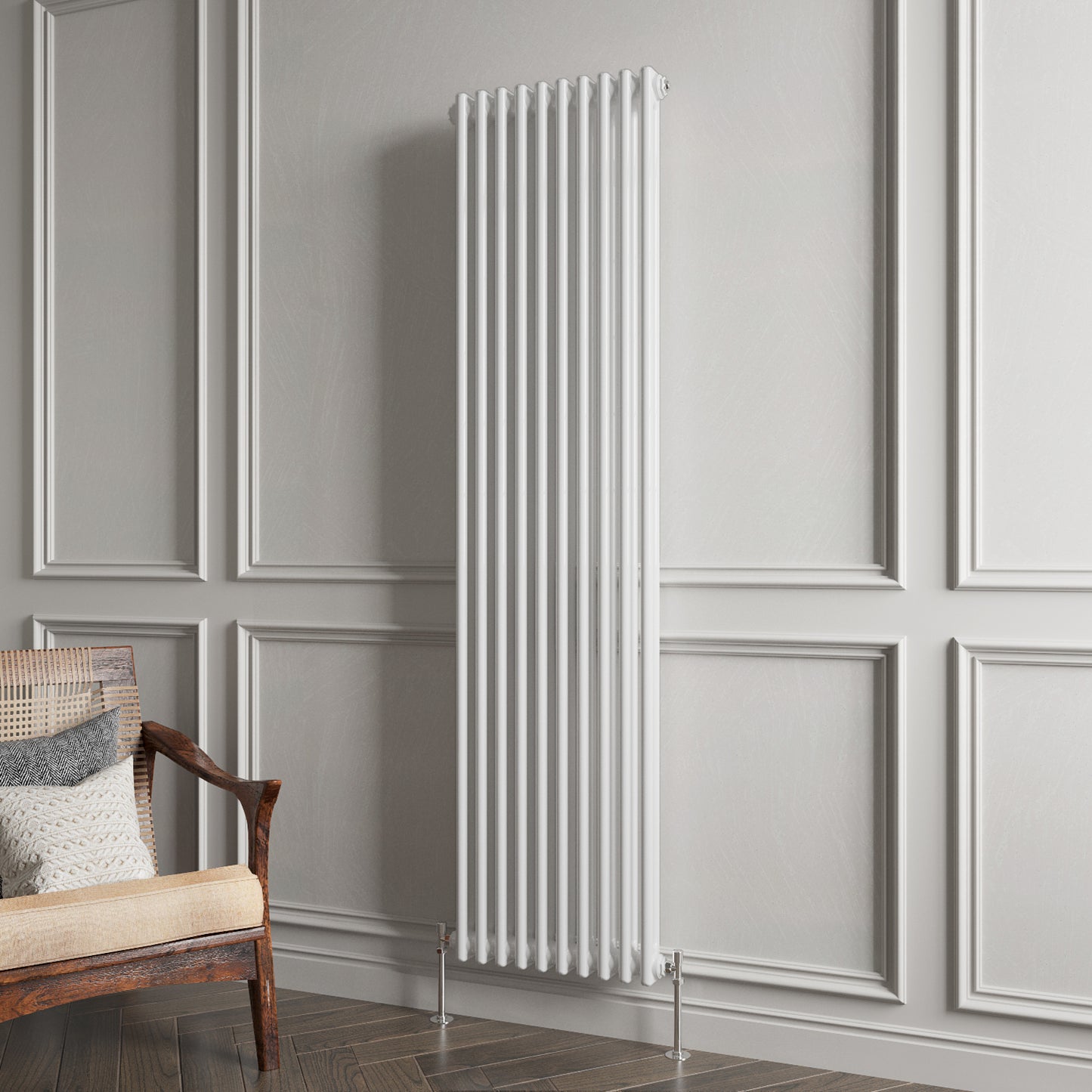 Aidal- Traditional Vertical 1800x470mm 2 Columns White Cast Iron Radiator