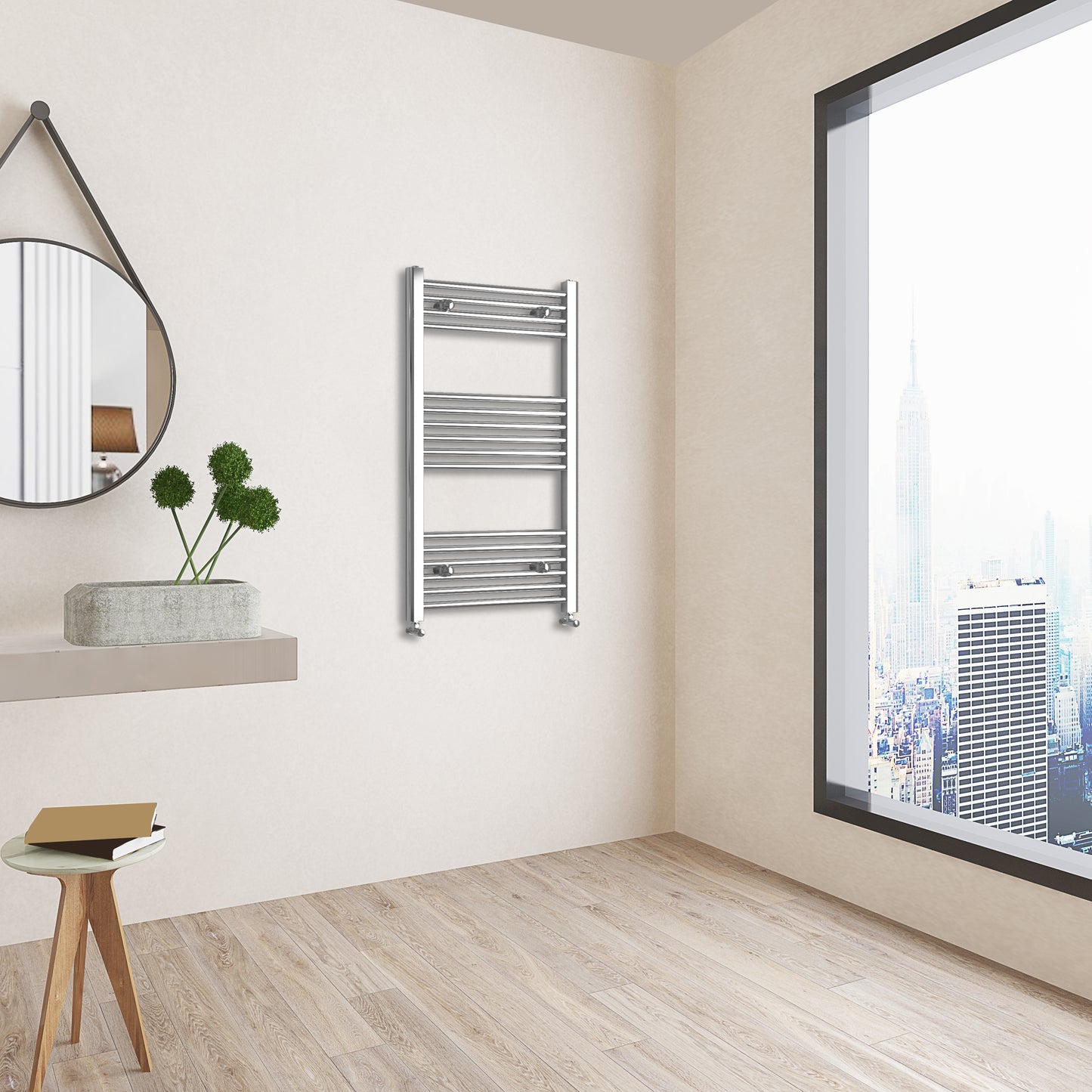 Aidal- 1000x600mm Chrome Heated Towel Rail Straight Designer Bathroom Ladder Radiator