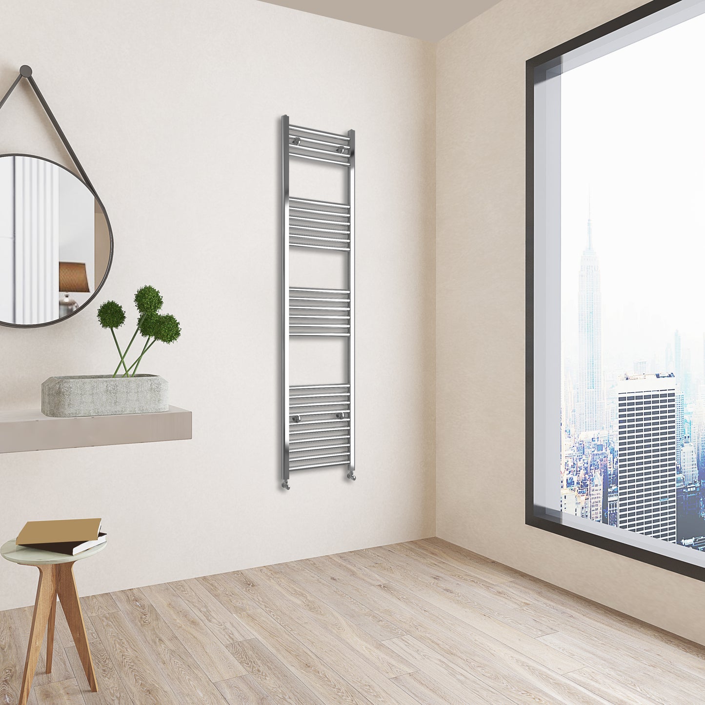 Aidal- 1600x400mm Chrome Heated Towel Rail Straight Designer Bathroom Ladder Radiator