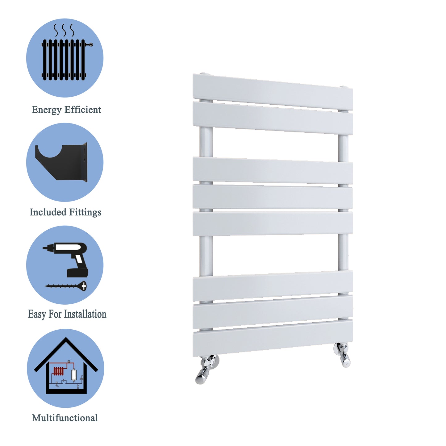 Aidal- Bathroom 800x450mm White Towel Rail Radiator