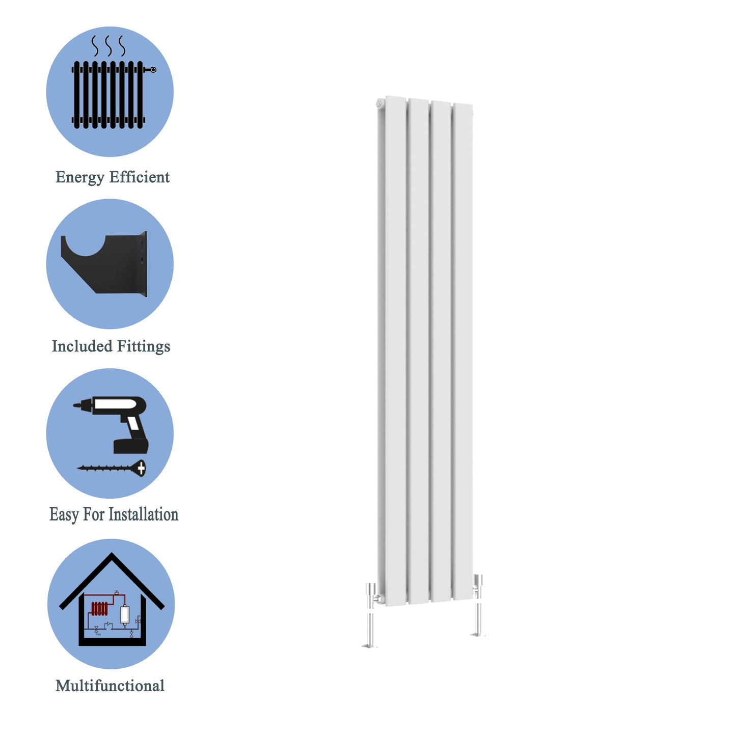 Modern Vertical Double White Flat Panel Radiator