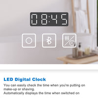Bathroom Mirror with LED Lights Bluetooth Dimmable Anti fog Magnifier Clock