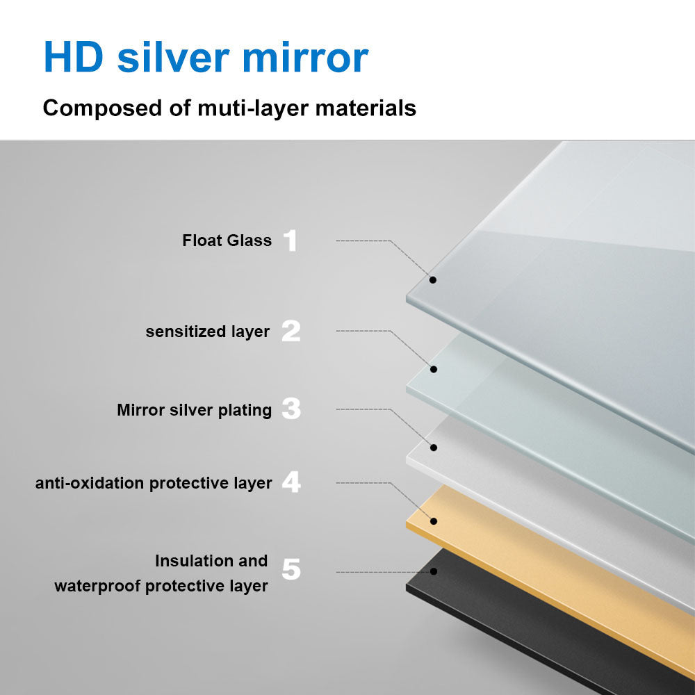 Bluetooth Bathroom Mirror with LED Lights 3 Colours Modes Dimmable Anti fog Touch Switch
