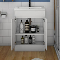 500mm 600mm Bathroom Vanity Unit with Resin Basin, Matte White