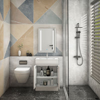 Freestanding 500/600mm Bathroom Vanity Unit with Ceramic/ Resin Basin Gloss White