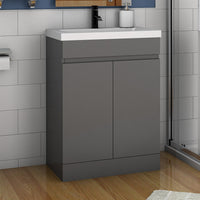 500mm 600mm Bathroom Vanity Unit with Resin Basin, Matte Grey