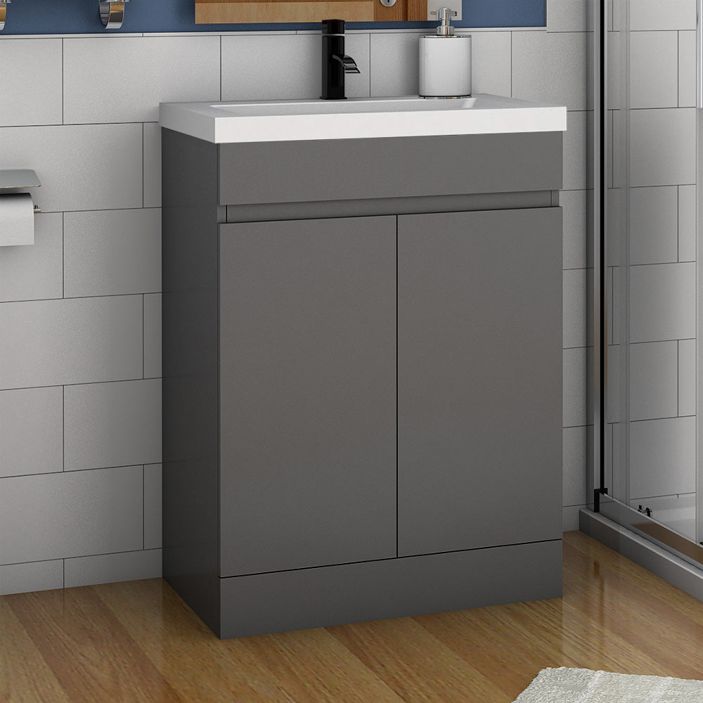 500mm 600mm Bathroom Vanity Unit with Resin Basin, Matte Grey